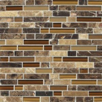 Stone Radiance Butternut Emperador 11-3/4 in. x 12-1/2 in. x 8 mm Glass and Stone Mosaic Blend Wall Tile
