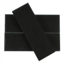 Contempo 4 in. x 12 in. x 8 mm Classic Black Frosted Glass Floor and Wall Tile