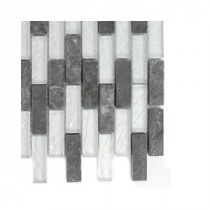 Tectonic Brick Black Slate and Silver Glass Mosaic Floor and Wall Tile - 3 in. x 6 in. x 8 mm Tile Sample