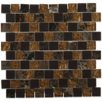 Inheritance Brown Terra 12-1/2 in. x 12-1/2 in. x 8 mm Marble and Glass Mosaic Tile