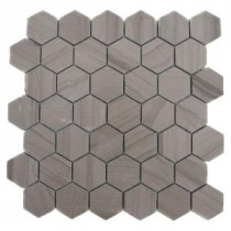 Athens Grey Hexagon 12 in. x 12 in. x 8 mm Polished Marble Floor and Wall Tile