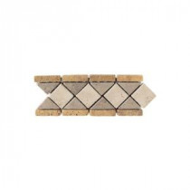 Travertine Gold / Antalya / Ivory Blend 4 in. x 12 in. Slate Diamond Border Accent Wall Tile