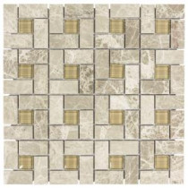 Pearl Drops 11.75 in. x 12 in. x 8 mm Glass/Beige Marble Mosaic Wall Tile