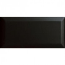 Bright Black 4-1/4 in. x 10 in. Beveled Edge Ceramic Wall Tile (11.2484 sq. ft. / case)