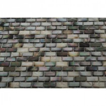 Mother of Pearl Deep Ocean Gray Mini Brick Pearl Shell Mosaic Floor and Wall Tile - 3 in. x 6 in. Tile Sample