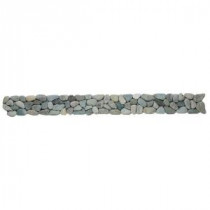 River Rock Turquoise 4 in. x 39 in. x 6.35 mm - 12.7 mm Pebble Border Mosaic Floor and Wall Tile (9.74 sq. ft. / case)