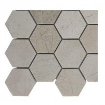 Crema Marfil Hexagon Polished Marble Mosaic Floor and Wall Tile - 3 in. x 6 in. x 8 mm Tile Sample
