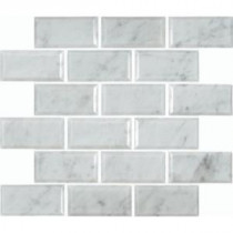 Greecian White 12 in. x 12 in. Polished Beveled Marble Mesh-Mounted Mosaic Floor and Wall Tile