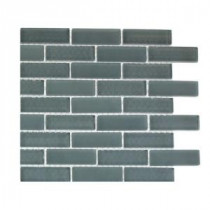 Contempo Blue Gray Brick Pattern Glass Mosaic Floor and Wall Tile - 3 in. x 6 in. x 8 mm Tile Sample