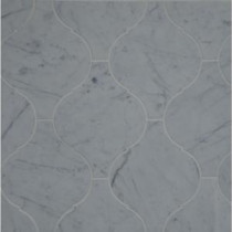 Kerosene White Carrera 9.12 in. x 11-3/4 in. x 10 mm Polished Marble Mosaic Tile