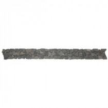 Indonesian Java Black 4 in. x 39 in. x 6.35 mm Pebble Mesh-Mounted Mosaic Floor and Wall Tile (9.75 sq. ft. / case)