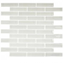 Contempo Bright White Big Brick 12 in. x 12 in. x 8 mm Glass Mosaic Floor and Wall Tile