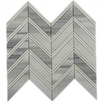 Royal Herringbone Cipolino and Thassos Strips 10-1/2 in. x 12 in. x 10 mm Polished Marble Mosaic Tile
