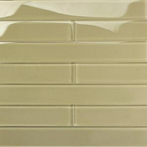 Contempo Vista Macadamia 2 in. x 16 in. x 8 mm Polished Subway Glass Wall Tile