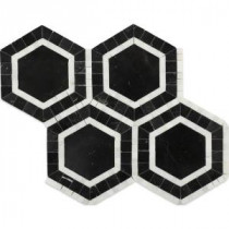 Zeta Nero 10-3/4 in. x 12-1/4 in. x 10 mm Polished Marble Mosaic Tile
