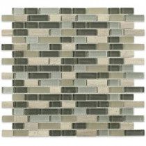 Naiad Blend Bricks Pattern 12 in. x 12 in. x 8 mm Marble and Glass Mosaic Floor and Wall Tile
