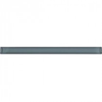Gray Blue Glass Pencil Liner Trim Wall Tile - 3/4 in. x 6 in. Tile Sample