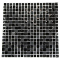Metropolis Black Blend 12 in. x 12 in. x 8 mm Marble and Glass Mosaic Floor and Wall Tile