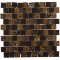 Inheritance Brown Terra Marble and Glass Mosaic Wall Tile - 3 in. x 6 in. Tile Sample