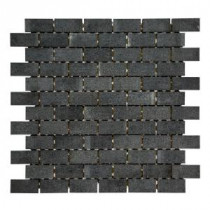 Flannel Grey Brick 11-3/4 in. x 11-7/8 in. x 7.92 mm Stone Mosaic Wall Tile