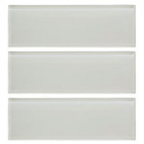 Super White 4 in. x 12 in. Glass Wall Tile (3-Pack)