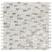 Vision Mini Brick 11.75 in. x 12 in. x 8 mm Glass/White Marble Mosaic Wall Tile