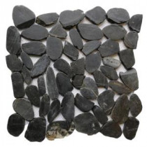 Black 12 in. x 12 in. Sliced Natural Pebble Stone Floor and Wall Tile