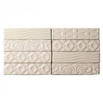 Catalina Deco Vanilla Ceramic Mosaic Floor and Wall Tile - 3 in. x 6 in. Tile Sample