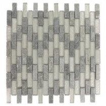 Tectonic Brick Green Quartz Slate and White Gold 12 in. x 12 in. x 8 mm Glass Mosaic Floor and Wall Tile