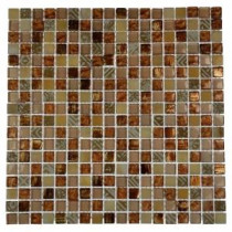 Metallic Carved Egyptian's Gold Blend 12 in. x 12 in. x 8 mm Marble and Glass Mosaic Floor and Wall Tile
