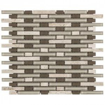 Riverbend 13.25 in. x 11 in. x 8 mm Glass/Light Travertine Mosaic Wall Tile