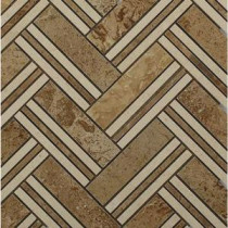 Boost Travertine with Beige Line Marble Mosaic Tile - 3 in. x 6 in. Tile Sample