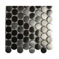 Silver Stainless Steel Penny Round Metal Mosaic Floor and Wall Tile - 3 in. x 6 in. x 8 mm Tile Sample