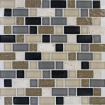 Stonecrest Interlocking 12 in. x 12 in. x 8 mm Glass Stone Mesh-Mounted Mosaic Tile