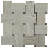 Orchard Wooden Beige with Athens Gray Dot 11 in. x 11 in. x 10 mm Marble Mosaic Tile