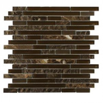 Temple Stallion Marble, Polished and Frosted Glass Mosaic Wall Tile - 3 in. x 6 in. Tile Sample