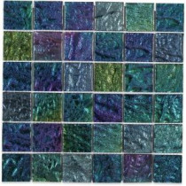 Iridescent Ocean Squares 12 in. x 12 in. x 8 mm Foil Glass Mosaic Tile