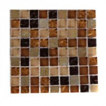 Golden Trail Blend Squares 1/2 in. x 1/2 in. Marble and Glass Mosaics Squares - 6 in. x 6 in. Floor and Wall Tile Sample