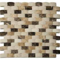 Emperador Blend Arched 12 in. x 12 in. x 10 mm Polished Marble Mesh-Mounted Mosaic Wall Tile