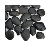3D Pebble Rock Jet Black Stacked Marble Mosaic Floor and Wall Tile - 3 in. x 6 in. x 8 mm Tile Sample