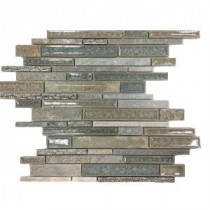 Olive Branch Green Quartz Glass and Stone Mosaic Tile - 3 in. x 6 in. Tile Sample