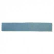 Hand-Painted Cancun Light Blue 1 in. x 6 in. Ceramic Pencil Liner Trim Wall Tile