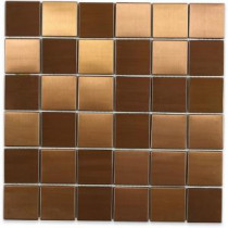 Metal Copper 2 in. Squares 12 in. x 12 in. x 8 mm Stainless Steel Backsplash Tile