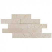 Brushed Crema Marfil 2 in. x 8 in. x 8 mm Marble Mosaic Tile