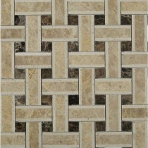 Yarn Woven Wood 12-1/2 in. x 12-1/2 in. x 10 mm Polished Marble Mosaic Tile