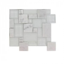 Tetris Carrera Ice Parisian Pattern Glass Mosaic Floor and Wall Tile - 3 in. x 6 in. x 8 mm Tile Sample