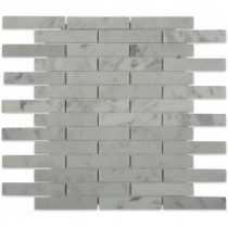 Big Brick White Carrera 12 in. x 12 in. x 8 mm Mosaic Marble Floor and Wall Tile