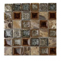 Roman Selection Charred Chestnut Glass Mosaic Floor and Wall Tile - 3 in. x 6 in. x 8 mm Tile Sample
