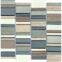 Paradise Bay 12 in. x 12 in. x 8 mm Glass Stone Metal Mesh-Mounted Mosaic Tile