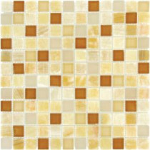 Honey Onyx Caramel 12 in. x 12 in. x 8 mm Glass Stone Mesh-Mounted Mosaic Tile